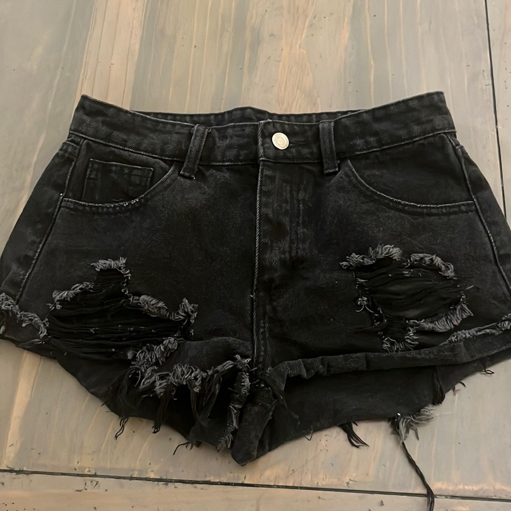 Black jean shorts